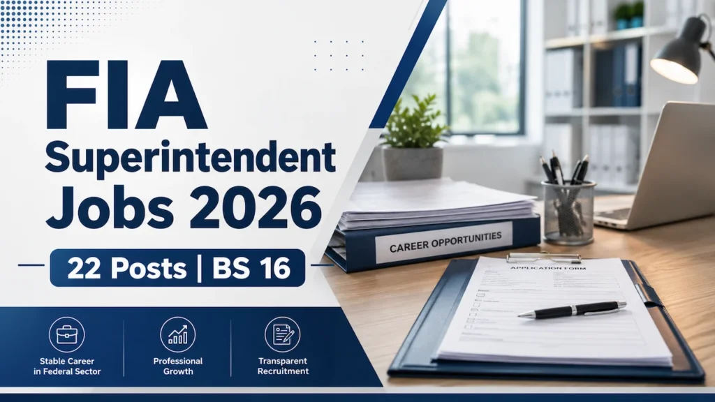 FIA Superintendent Jobs 2026 for 22 BS 16 posts through FPSC