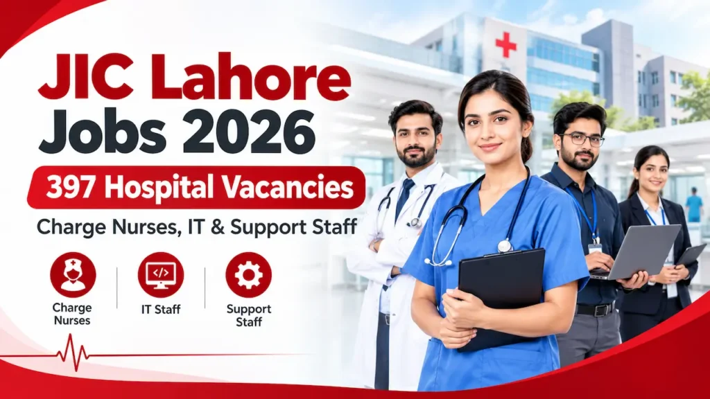 JIC Lahore Jobs 2026 Jinnah Institute of Cardiology Vacancies Banner