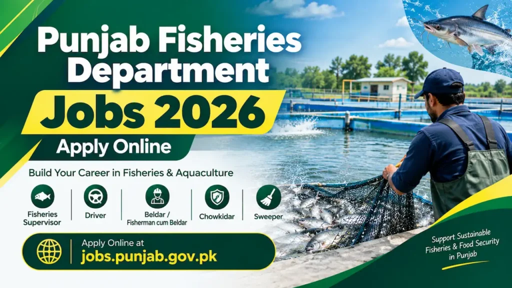 Punjab Fisheries Department Jobs 2026 – Apply Online for Fisheries Supervisor, Driver, Beldar, Chowkidar and Sweeper vacancies